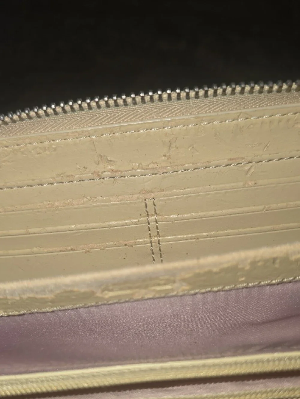 *Project* Vintage Coach Signature Stripe Accordion Zip Around Wallet Khaki Pink